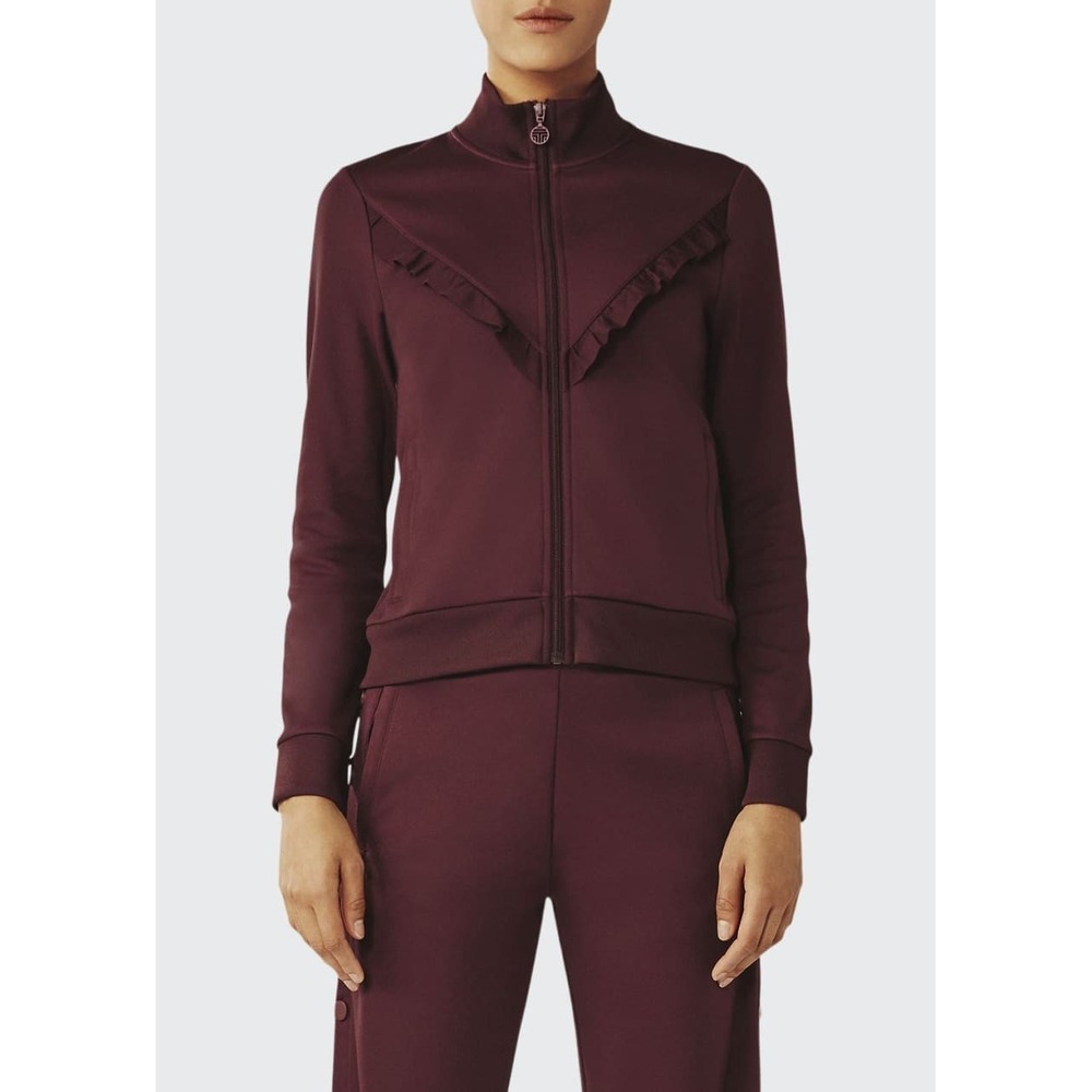 Tory Sport Maroon Tonal Ruffle Track Jacket And Pants Sz XS Tory Burch Casual